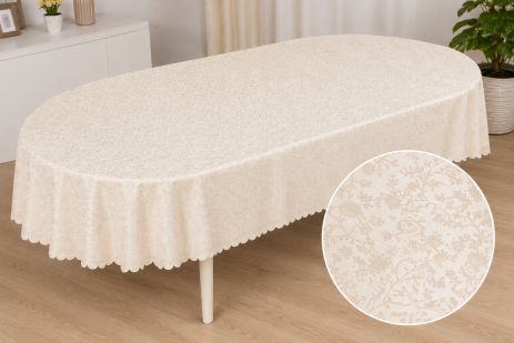 Скатертина вінілова овальна 140*300 см 7D/oval/d/champagne 202