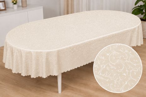 Скатерть виниловая овальная 140*300 см 7D/oval/z/champagne 204