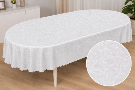Скатерть виниловая овальная 140*300 см 7D/oval/z/white 203 Скатерть виниловая овальная 140*300 см 7D/oval/z/white 203