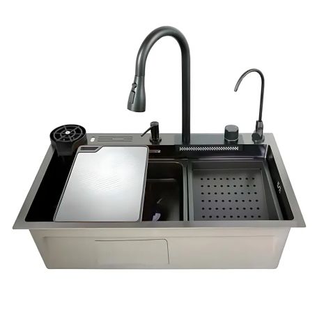 Мийка багатофункціональна Mixxus MH7546-SET-08 Micro Decor Graphite з вбудованим змішувачем з нерж.сталі (MI8455)