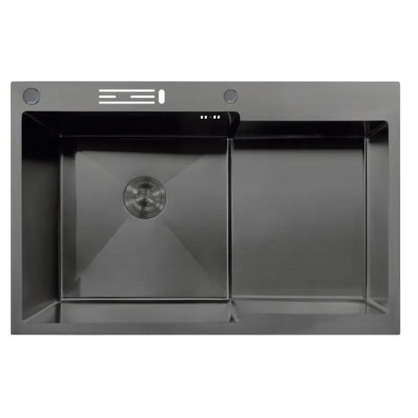 Мийка MIXXUS MH7849L-HK NANO-BLACK (3.0/0.9) з нержавіючої сталі "глибоке крило", з підставкою під ножі (MX1936)