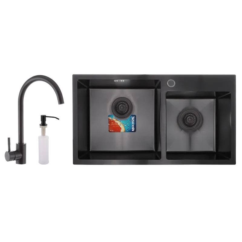 Набір Mixxus SET-7843D-220x1.0-PVD (мийка + змішувач + диспенсер) (MX0585) Набір Mixxus SET-7843D-220x1.0-PVD (мийка + змішувач + диспенсер) (MX0585)