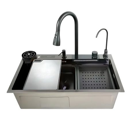 Мийка багатофункціональна Mixxus MH7546-SET-08 Decor Graphite з вбудованим змішувачем з нерж. сталі (MI8456)