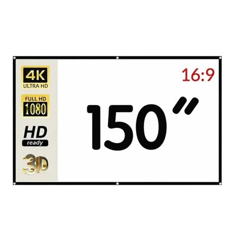 Екран для проектора 150 дюймів 16:9 портативний настінний Full HD 4K, тканинний складаний