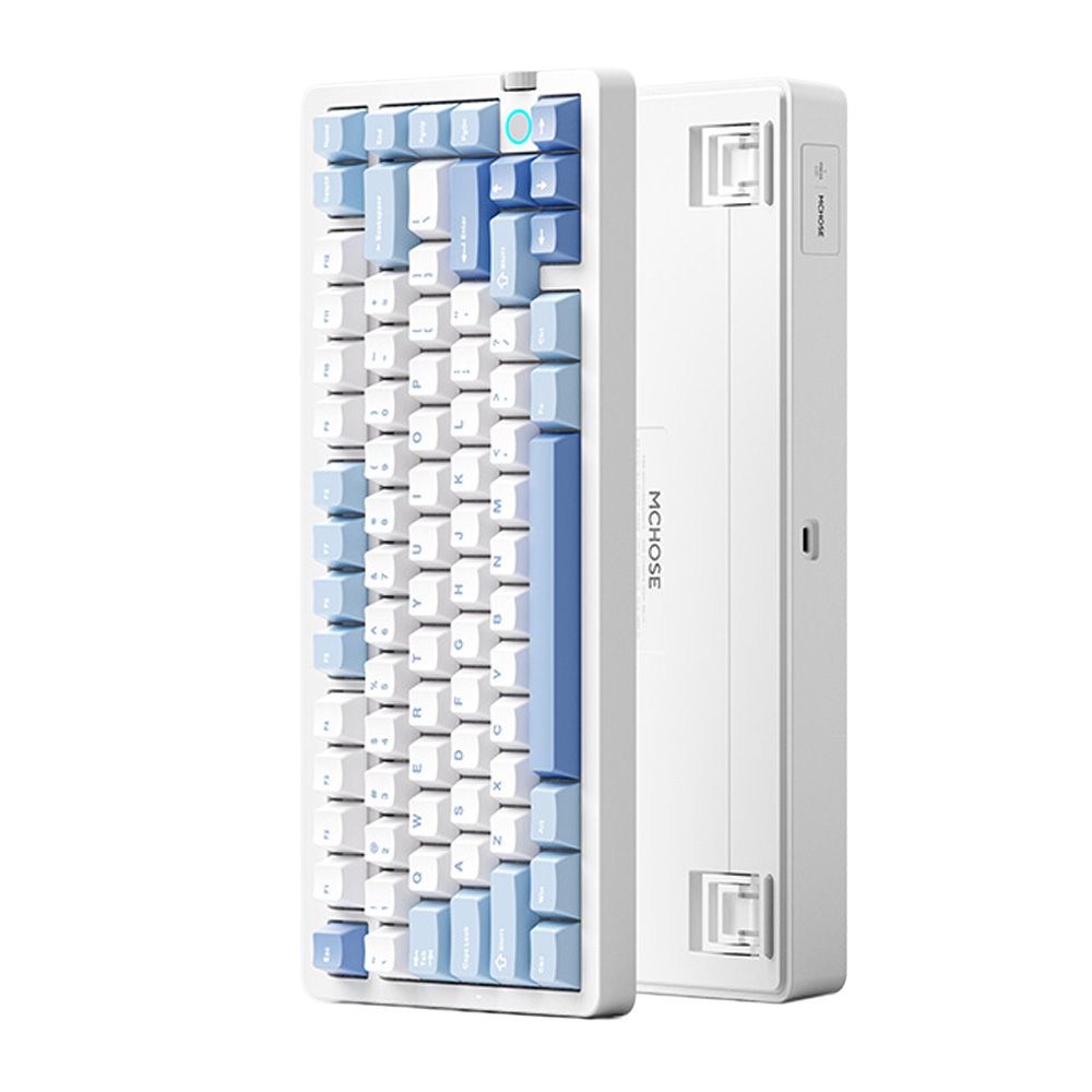 Беспроводная механическая клавиатура MCHOSE G75 V2 Blue, Ice Blue Switch, RGB, Bluetooth/2.4G/USB-C, 75%, PBT, 10000 мАч Беспроводная механическая клавиатура MCHOSE G75 V2 Blue, Ice Blue Switch, RGB, Bluetooth/2.4G/USB-C, 75%, PBT, 10000 мАч