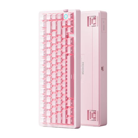 Беспроводная механическая клавиатура MCHOSE G75 V2 Mist peach, Ice Blue Switch, RGB, Bluetooth/2.4G/USB-C, 75%, PBT, 10000 мАч