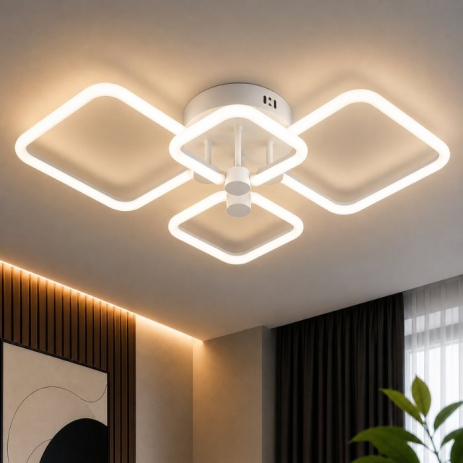 Пристальная LED люстра VALESO G 2589/2+2 WT 72W,3000K-6500K, Пульт: 2.4G с затемнением