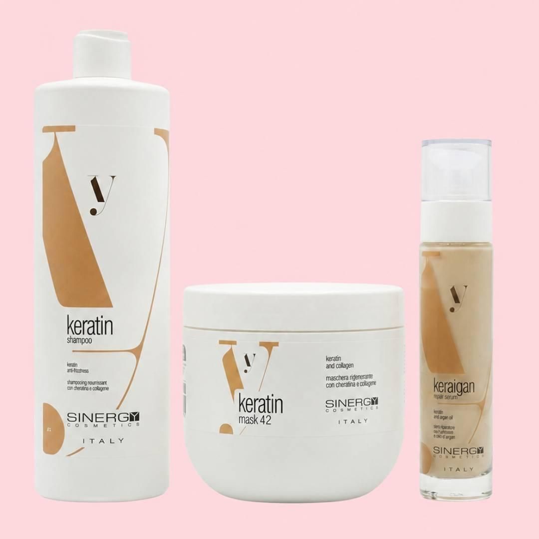 Набір Sinergy Keratin TRIO L шампунь, маска і сироватка для сухого і пошкодженого волосся, 2х500+50 мл Набір Sinergy Keratin TRIO L шампунь, маска і сироватка для сухого і пошкодженого волосся, 2х500+50 мл