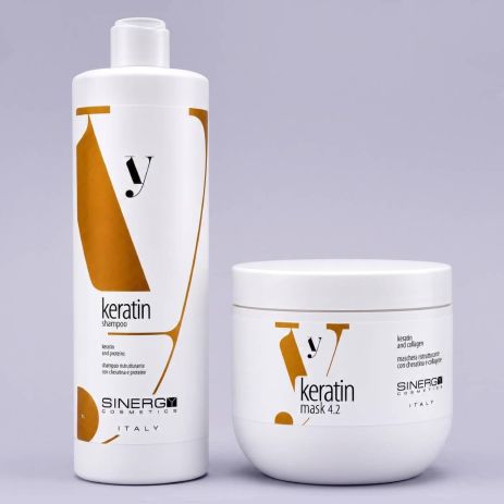 Набір Sinergy Keratin DUO L1 шампунь і маска для пошкодженого волосся з кератином, 2x500 мл Набір Sinergy Keratin DUO L1 шампунь і маска для пошкодженого волосся з кератином, 2x500 мл