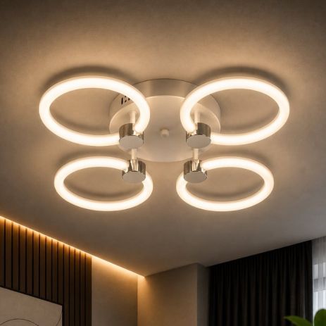 Пристальная LED люстра VALESO G 2588/4 WT+CH 56W,3000K-6500K Тип пульта дистанционного управления: 2.4G Remote