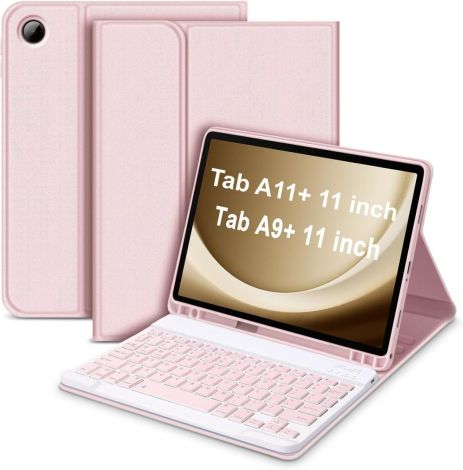 Чехол клавиатура для Samsung Galaxy Tab A11+ / A9 Plus Bluetooth Keyboard with TP Світло-рожевий
