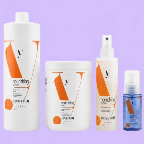 Набор Sinergy Nourishing QUATRO L шампунь, маска, спрей и флюид для сухих и поврежденных волос, 2х1000+200+60 мл Набор Sinergy Nourishing QUATRO L шампунь, маска, спрей и флюид для сухих и поврежденных волос, 2х1000+200+60 мл