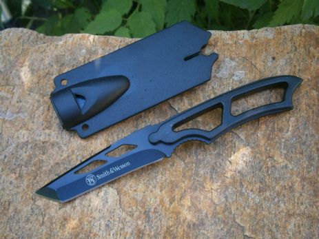 Нож фултанг мини Smith & Wesson Black Tanto SW 990 в чехле со свистком 17 см