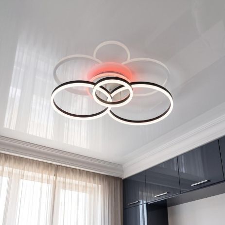 Люстра с кругами потолочная Diasha 90W до 20 м² цвет Черный 8174/3BK 3col dim