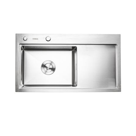 Кухонная мойка Platinum Handmade 780х430х220 L (толщина 3,0/1,5 мм, корзина и дозатор в комплекте)