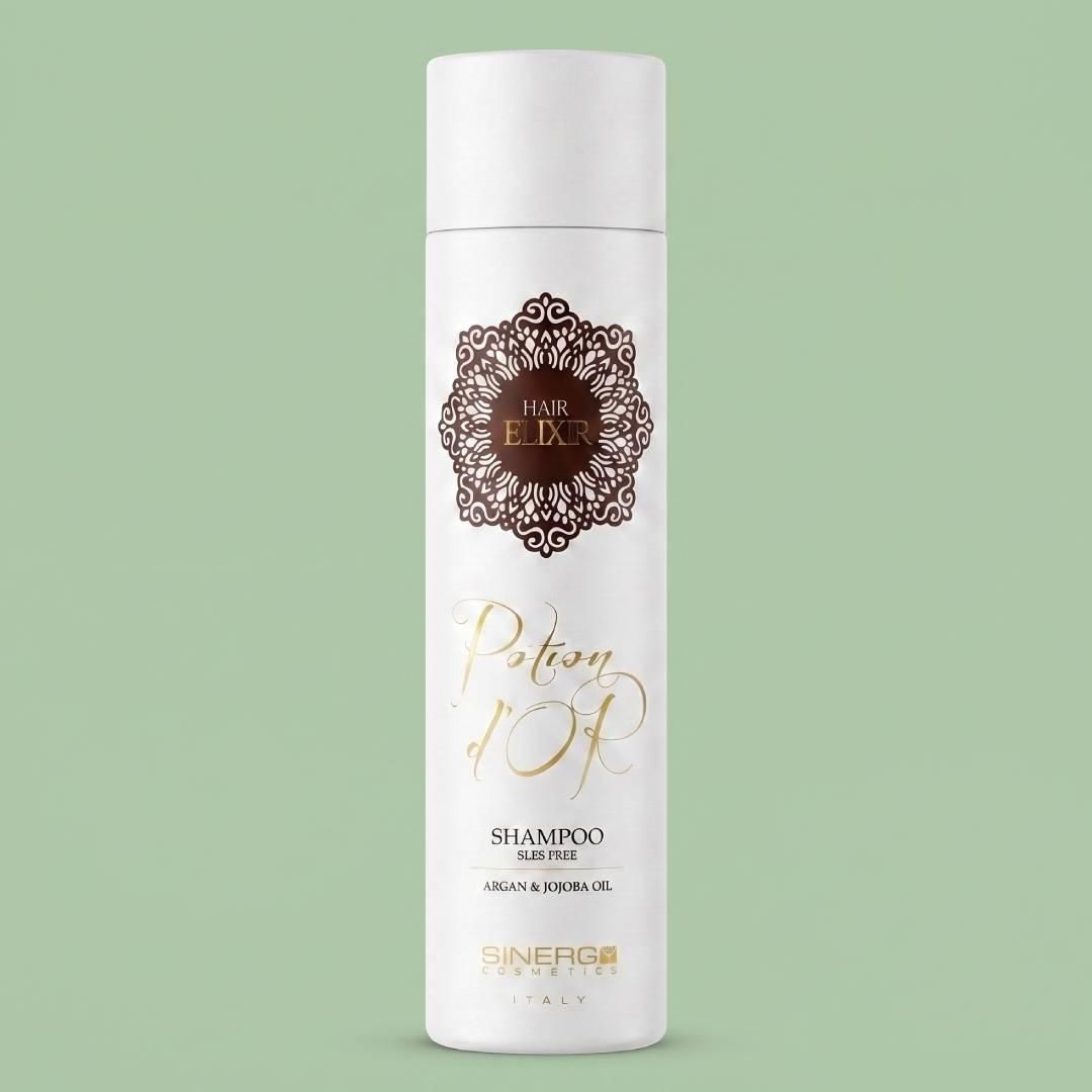 Бессульфатный шампунь Sinergy Potion D'or Shampoo с маслом арганы и жожоба для сухих и тусклых волос, 250 мл Бессульфатный шампунь Sinergy Potion D'or Shampoo с маслом арганы и жожоба для сухих и тусклых волос, 250 мл