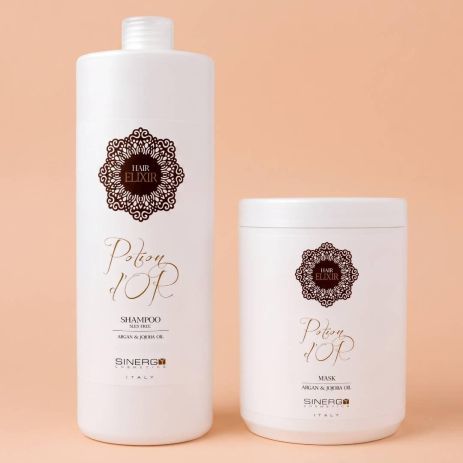 Набор Sinergy Potion D'or DUO L шампунь и маска для питания и восстановления поврежденных волос, 2х1000 мл Набор Sinergy Potion D'or DUO L шампунь и маска для питания и восстановления поврежденных волос, 2х1000 мл