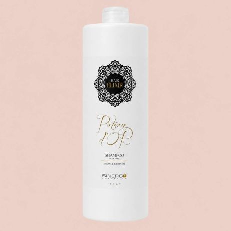Бессульфатный шампунь Sinergy Potion D'or Shampoo с маслом арганы и жожоба для сухих и тусклых волос, 1000 мл Бессульфатный шампунь Sinergy Potion D'or Shampoo с маслом арганы и жожоба для сухих и тусклых волос, 1000 мл