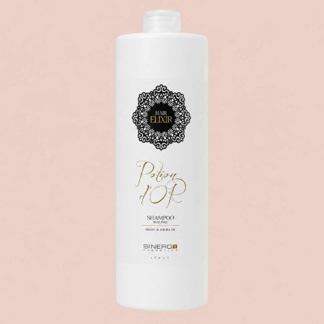 Бессульфатный шампунь Sinergy Potion D'or Shampoo с маслом арганы и жожоба для сухих и тусклых волос, 1000 мл Бессульфатный шампунь Sinergy Potion D'or Shampoo с маслом арганы и жожоба для сухих и тусклых волос, 1000 мл