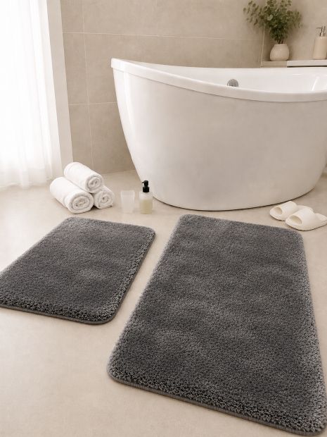 Набір килимків для ванної та туалету Softmicro 60x100 50x60 см 07012 Darkgrey