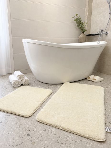 Набір м’яких килимків для ванної та туалету Softmicro 60x100 50x60 см, Milky (07000)