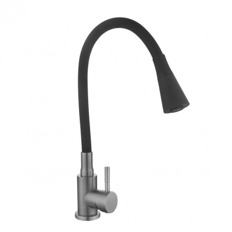 Змішувач для кухні Lidz Aria 015F31 з гнучким силіконовим виливом Graphite Black LDARI015F31BGRP49566 Змішувач для кухні Lidz Aria 015F31 з гнучким силіконовим виливом Graphite Black LDARI015F31BGRP49566