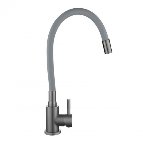 Змішувач для кухні Lidz Aria 015F3 з гнучким силіконовим виливом Graphite Grey LDARI015F3GGRP49565
