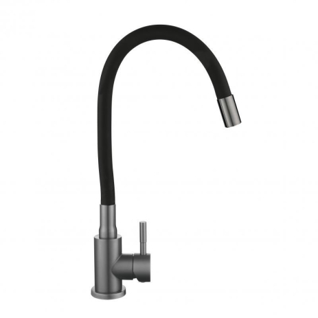 Змішувач для кухні Lidz Aria 015F3 з гнучким силіконовим виливом Graphite Black LDARI015F3BGRP49564 Змішувач для кухні Lidz Aria 015F3 з гнучким силіконовим виливом Graphite Black LDARI015F3BGRP49564