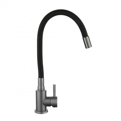 Змішувач для кухні Lidz Aria 015F3 з гнучким силіконовим виливом Graphite Black LDARI015F3BGRP49564