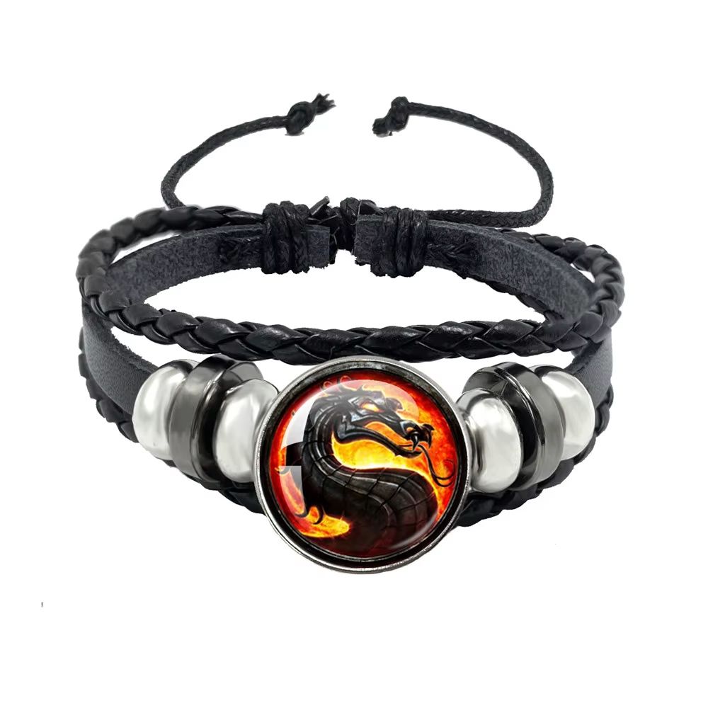 Браслет Mortal Kombat Dragon Totem амулет с огненным драконом эко-кожа Браслет Mortal Kombat Dragon Totem амулет с огненным драконом эко-кожа