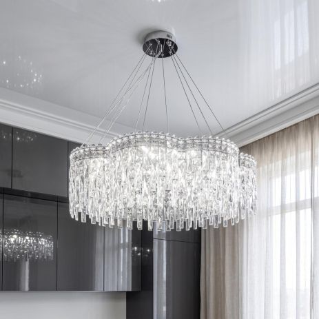 Яскрава кришталева крига люстра Artlight 123W м² колір 8635/800CH