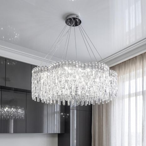 Яскрава кришталева крига люстра Artlight 123W м² колір 8635/800CH