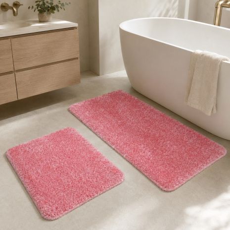 Набір ванних килимків Pirlanta 100*60 + 50*60 см з високим ворсом 01293 Pink Набір ванних килимків Pirlanta 100*60 + 50*60 см з високим ворсом 01293 Pink