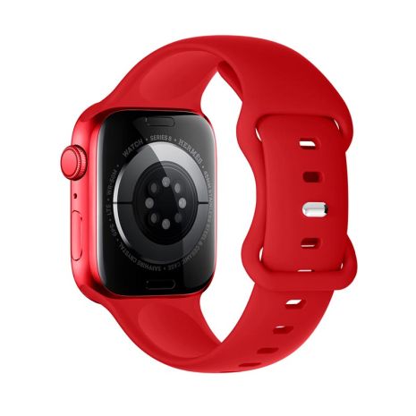 Ремінець HOCO iWatch WA15 Flexible series 8-character buckle solid color silicone strap (42/44/45/49mm) Big Red