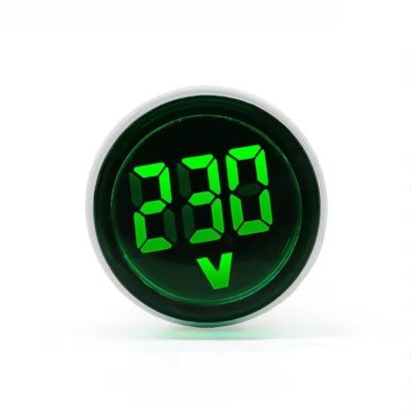 Вольтметр в розетку круглый (50-500V) EU LED мини GREEN