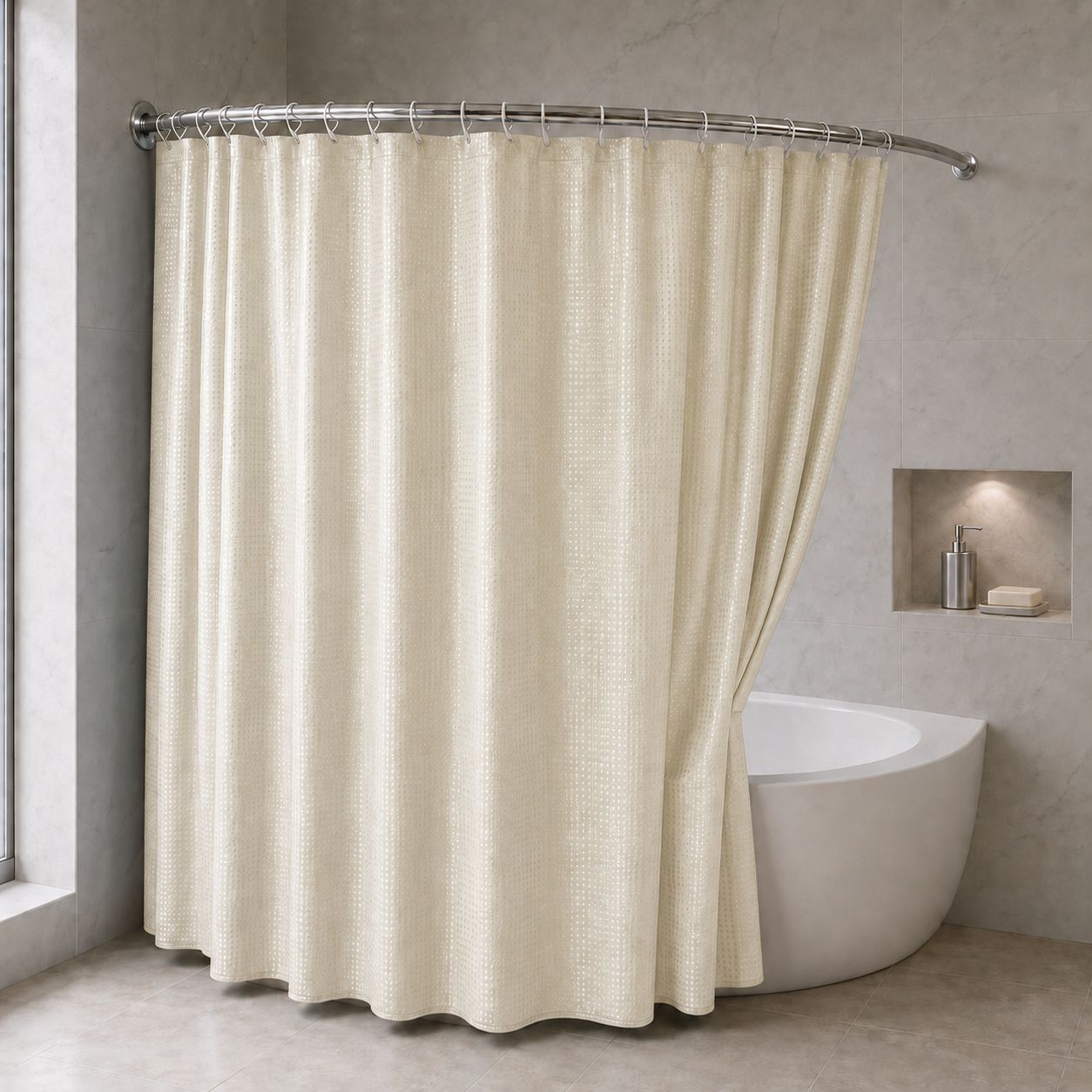 Широка шторка для ванни 240x180 см, однотонна кремова 5314/cream Широка шторка для ванни 240x180 см, однотонна кремова 5314/cream