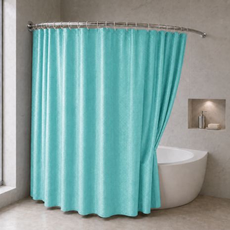 Широкая бирюзовая однотонная шторка для ванной 240x180 см 5314/turquoise Широкая бирюзовая однотонная шторка для ванной 240x180 см 5314/turquoise