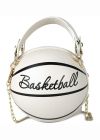 Женская белая молочная круглая сумка BASKETBALL мяч на цепочке Женская белая молочная круглая сумка BASKETBALL мяч на цепочке