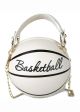 Женская белая молочная круглая сумка BASKETBALL мяч на цепочке Женская белая молочная круглая сумка BASKETBALL мяч на цепочке