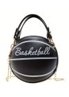 Женская черная круглая сумка BASKETBALL мяч на цепочке Женская черная круглая сумка BASKETBALL мяч на цепочке