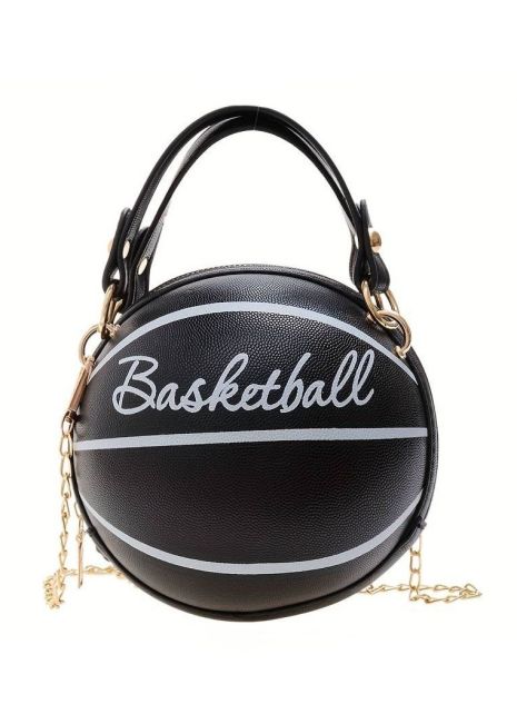 Женская черная круглая сумка BASKETBALL мяч на цепочке