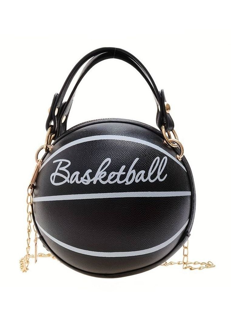 Женская черная круглая сумка BASKETBALL мяч на цепочке Женская черная круглая сумка BASKETBALL мяч на цепочке