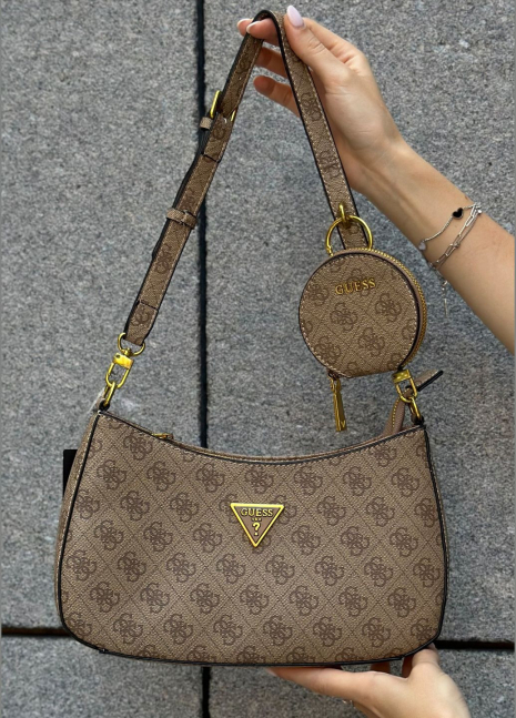 Жіноча сумка Guess 016 багет хобо бежева