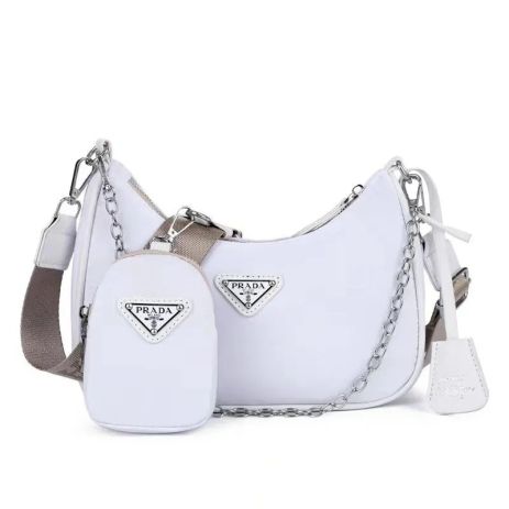 Женская сумка Prada хобо белая