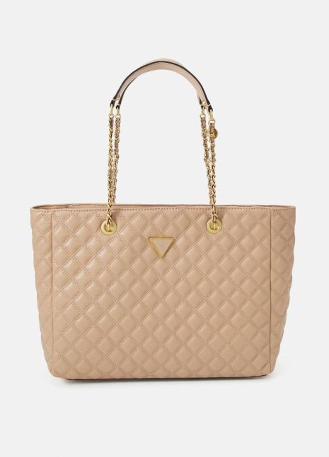 Женская сумка Guess шопер бежевая