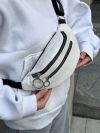 Женская бананка с колечками поясная сумка белая Женская бананка с колечками поясная сумка белая