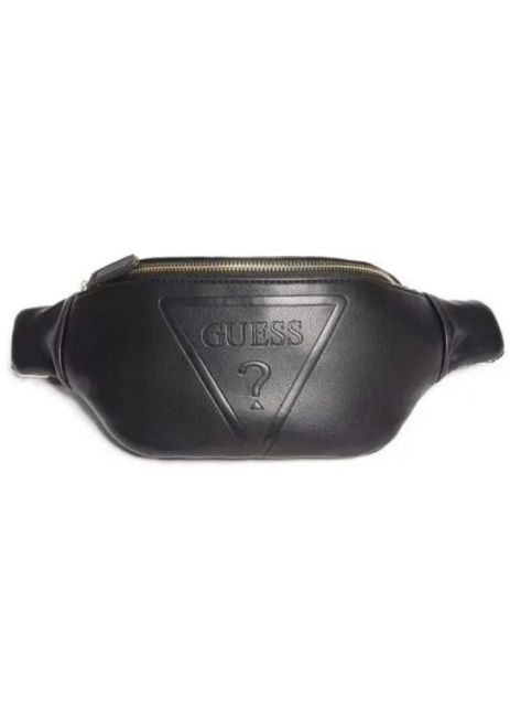 Женская бананка Guess поясная сумка с золотыми надписями на ремне черная Женская бананка Guess поясная сумка с золотыми надписями на ремне черная