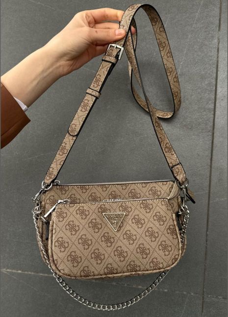 Женская сумка Guess 136 кросс-боди бежевая
