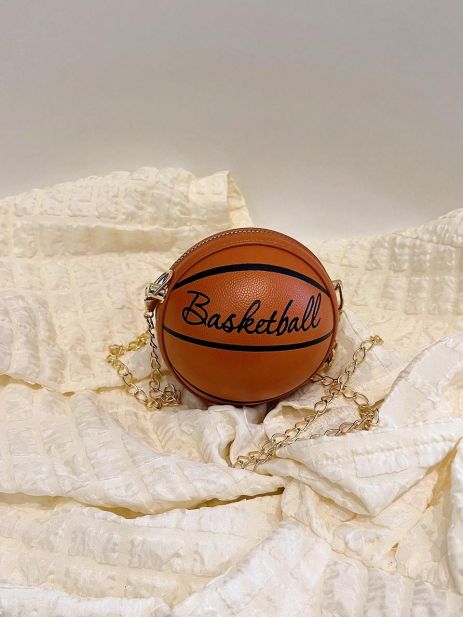 Женская круглая маленькая сумка 10407 BASKETBALL мяч на цепочке коричневая Женская круглая маленькая сумка 10407 BASKETBALL мяч на цепочке коричневая