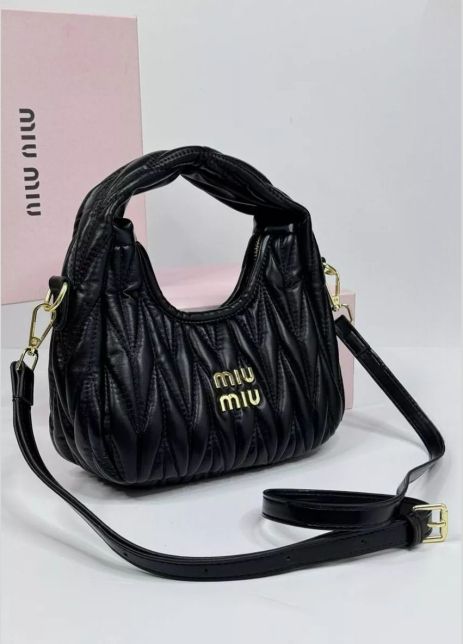 Женская сумка багет Miu miu 18121 черная Женская сумка багет Miu miu 18121 черная